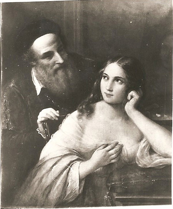 Tiziano e la bella (dipinto, opera isolata) by Schiavone Natale (secc. XVIII/ XI